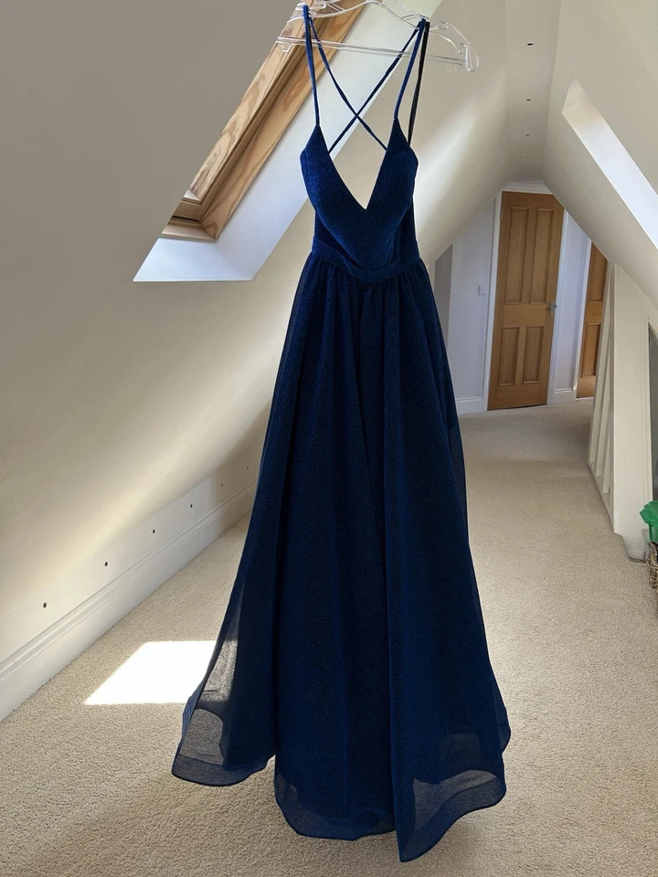 Gino Cerruti Prom Dress Size 4/6 Navy Blue Sparkly - Image 3 of 4