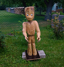 Produktbild - Handgeschnitzte Holzfigur Mann Mensch freistehend braun Fantasy Dekofigur