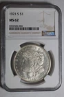 1921 S Morgan Silver Dollar NGC MS62 #004