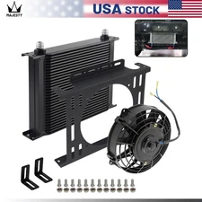 Universal 30 Row AN8 Engine Oil Cooler + 7" Fan Kit New Mounting Bracket Kit BK