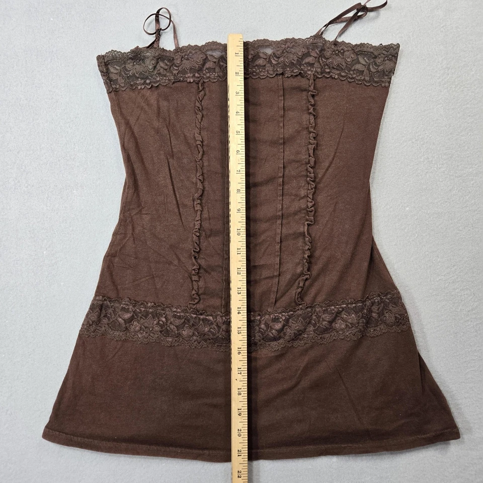 Camisa vintage autoestima para mujer S marrón camisola encaje ribete correa espagueti Foto 4 de 4