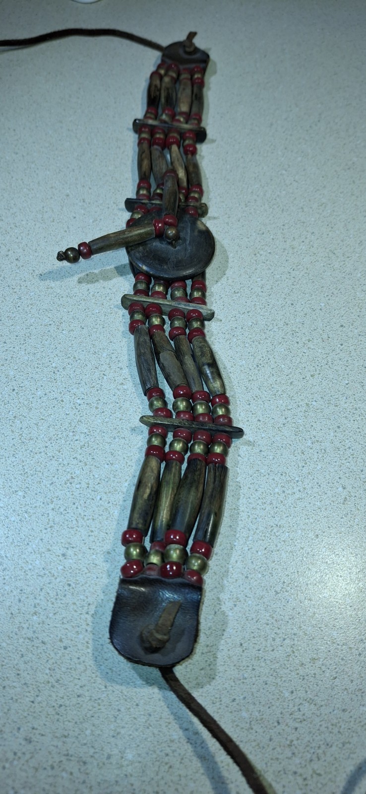 Native American Early Buffalo horn,and Beaded Choker