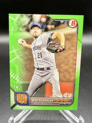 #ad Max Scherzer 2022 Bowman Paper Neon Green Parallel 195 399 New York Mets #91 $1.49
