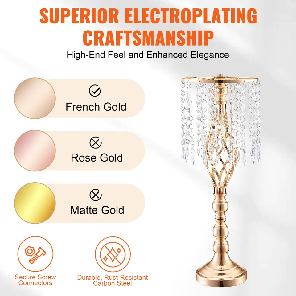 VEVOR Vase de mariage supports de fleurs en cristal pour décoration 55 cm 10 PCS - Photo 3/4