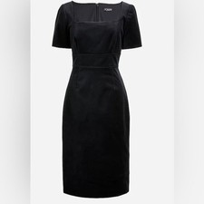 NEW J. Crew Square Neck Black Velvet Sheath Dress Size 10