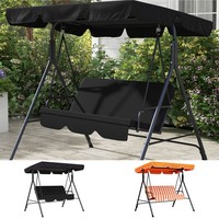 3-Seat Swing Chair Garden Swing Seat with Adjustable Canopy for Patio