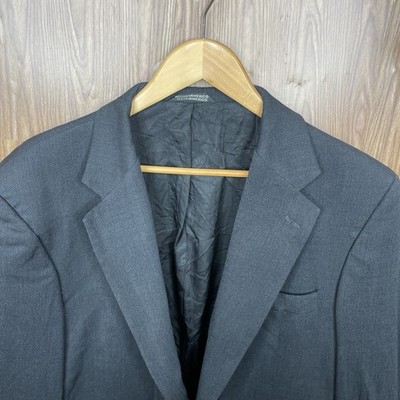 Stafford Blazer Jacket Mens 42L Slim Gray Solid Worsted Wool Two Buttons