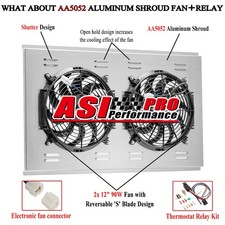 Universal Aluminum Shroud Dual 12 Fans Fit 26 X 19 Cross Flow Radiator
