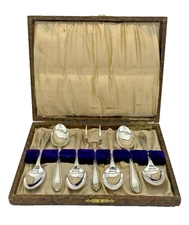 Boxed Vintage 7 Piece Sheffield Viner Hall Silver Plated Tea Spoon & Server Set