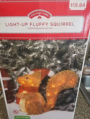 Holiday Time Light Up Fluffy Squirrel 18  Christmas* Read*