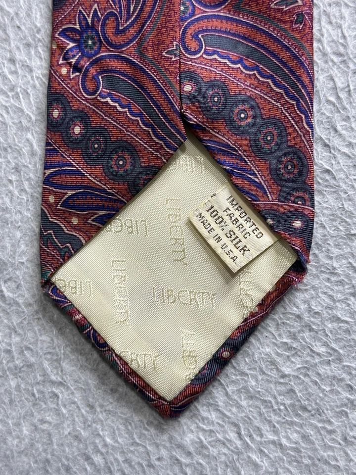 复古 Strathmore 领带男式佩斯利丝绸领带自由女神美国 90 年代 — 第 3/4 张图片