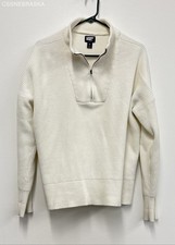 Lands' End Ivory Drifter quarter-zip pullover sweater - Size XL