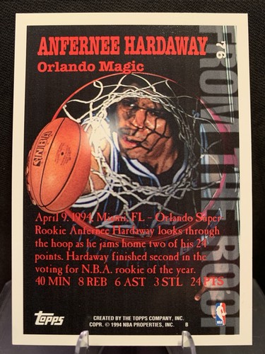 Anfernee Hardaway 5-Card Lot – Rookie & Inserts – Magic NBA Fleer Topps UD Flair - Picture 5 of 11