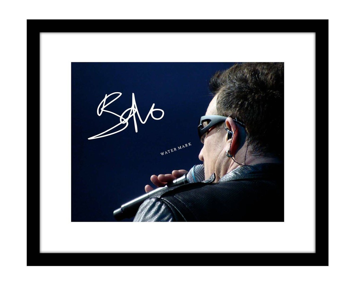 Bono 8x10 Signed photo print face glasses U2 concert autographed