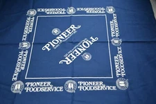 Vintage Pioneer Food Services Advertising Bandana Handkerchief Blue 20 inches