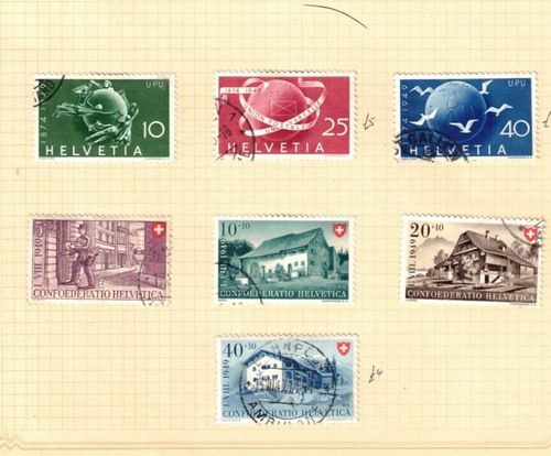SWITZERLAND -1949 2 SETS USED NATIONAL FETE AND UPU
