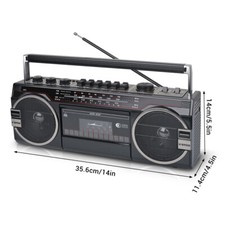 Radio Portátil AM/FM Con Cassette Y Grabadora | Color Amarillo, Funciona Con Pilas AA, Incluye Altavoz Y Entrada Auriculares