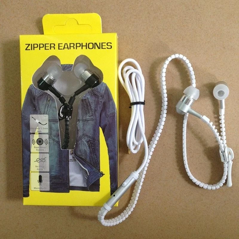 Glow Zipper Headphone Earphone Headset 3.5mm In Ear Luminous Headphones Earbud