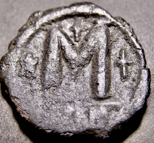 JUSTIN I, Christian Crosses in Constantinople, 29-31mm, c 520 AD, Byzantine Coin