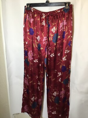 Valerie Stevens Large Cranberry Floral Print Pajama Bottoms