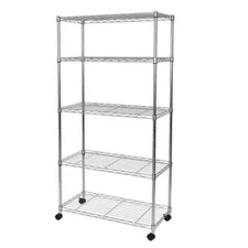 Seville Classics Shelving Unit 30" x 60" x 14" 5-Tier Steel Adjustable Silver