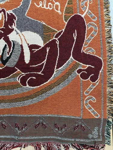 Disney Mickey Mouse Pluto Christmas Santa Woven Throw Blanket Tapestry 46x69”