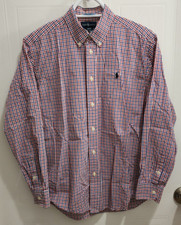 Ralph Lauren Red / Blue Plaid Long Sleeve Button Down Shirt Youth Size L 16 / 18