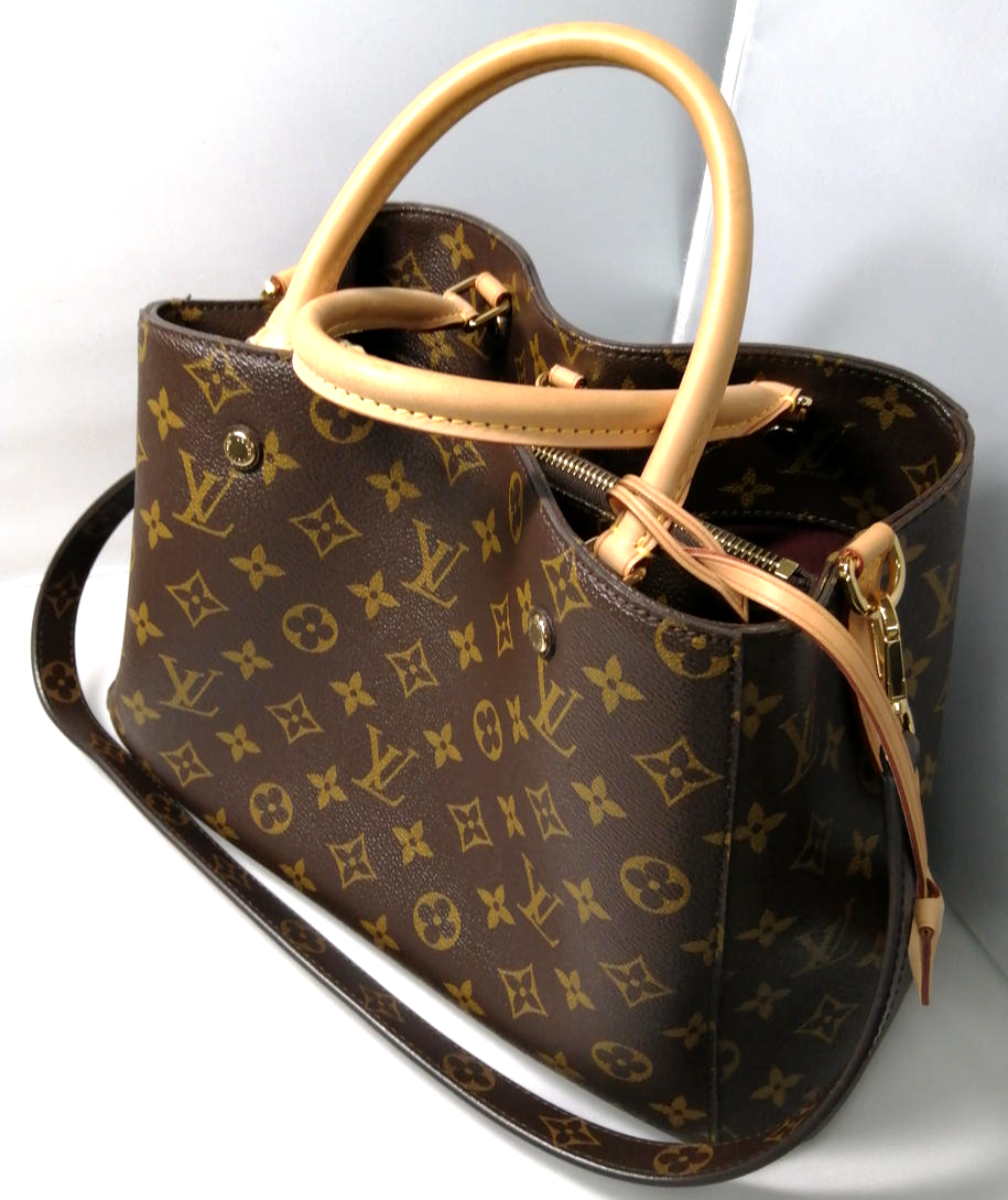 Authentic LOUIS VUITTON Monogram Montaigne MM Hand Bag Brown Authentic LOUIS VUITTON Monogram Montaigne MM Hand Bag Brown