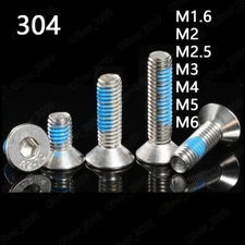 304 Stainless Steel Hex Socket Bolts Countersunk Head With Blue Patch Lock Screw