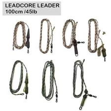 2pcs 100cm/45lb Carp Fishing Line Ready Tied Lead Core Leaders Helicopter Rig