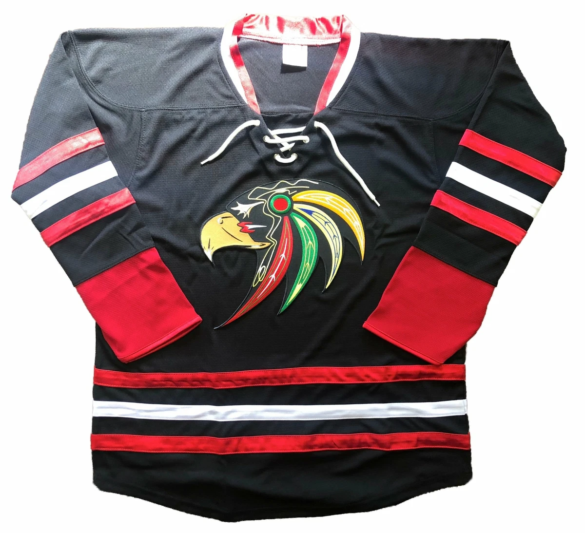 Custom Hockey Jerseys with a Hawk Embroidered Twill Logo