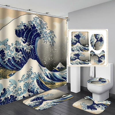Bath Sea Wave Art Print Shower Curtain, Beach Themed Shower Curtains Uk