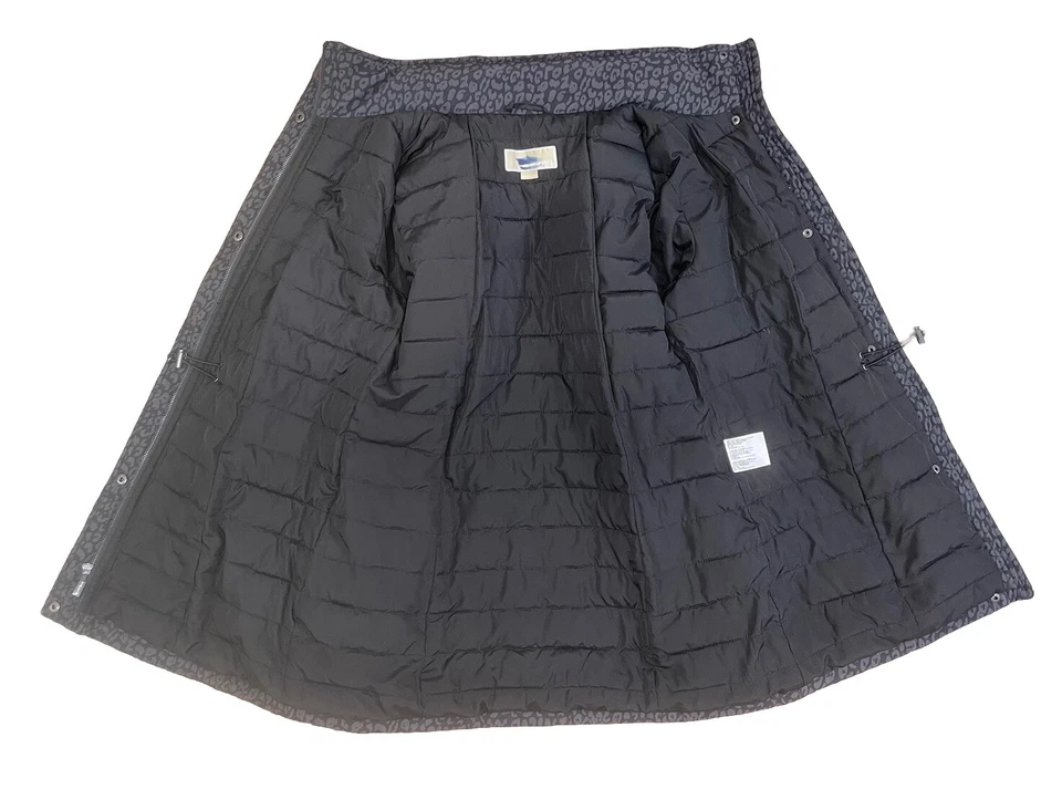 Chaqueta Abrigo Mujer Michael Kors Mediano Estampado Leopardo Negro Gris Invierno Anorak Foto 3 de 4