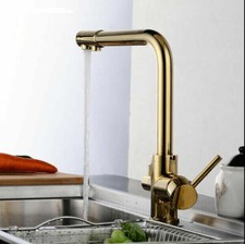 Gold Pure Drinking Water Supply Spout 3 Way Kitchen Mixer Swivel Sink Tap US