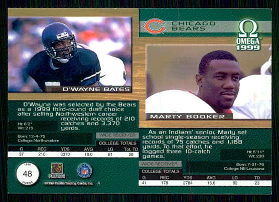 1999 Pacific Omega - Marty Booker, D'Wayne Bates #48 (RC) - Image 2 of 2