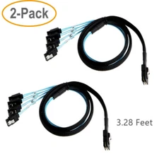 2x Mini SAS SFF-8087 to 4 SATA Multi-Lane Forward Breakout Splitter Cable 3 Feet