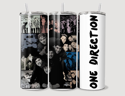 PERSONALISIERTER THERMOBECHER ''ONE DIRECTION'' 600 ML (20 OZ) GLÄNZEND MIT STROHHALM.