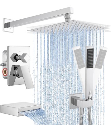 #ad KES XB6305 Chrome Rain Shower System With Handheld Spray Pressure Balance 10 In $129.99