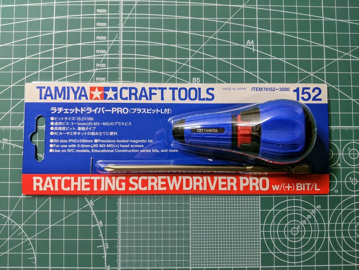 Tamiya Craft Tools RATCHETING SCREWDRIVER PRO w/(+) Philips Driver BIT/L 74152