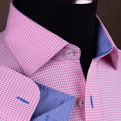 Pink Houndstooth Men's Formal & Business Dress Shirt Plaids & Checks Hot Gingham