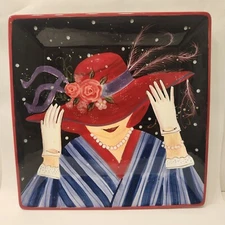 Red Hat Society Ladies in Red Susan Winget Large Square 13x13 Serving Platter