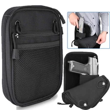 Concealed Carry Gun Pouch Pistol Holster Pack Waist Pocket with Belt Loops Black