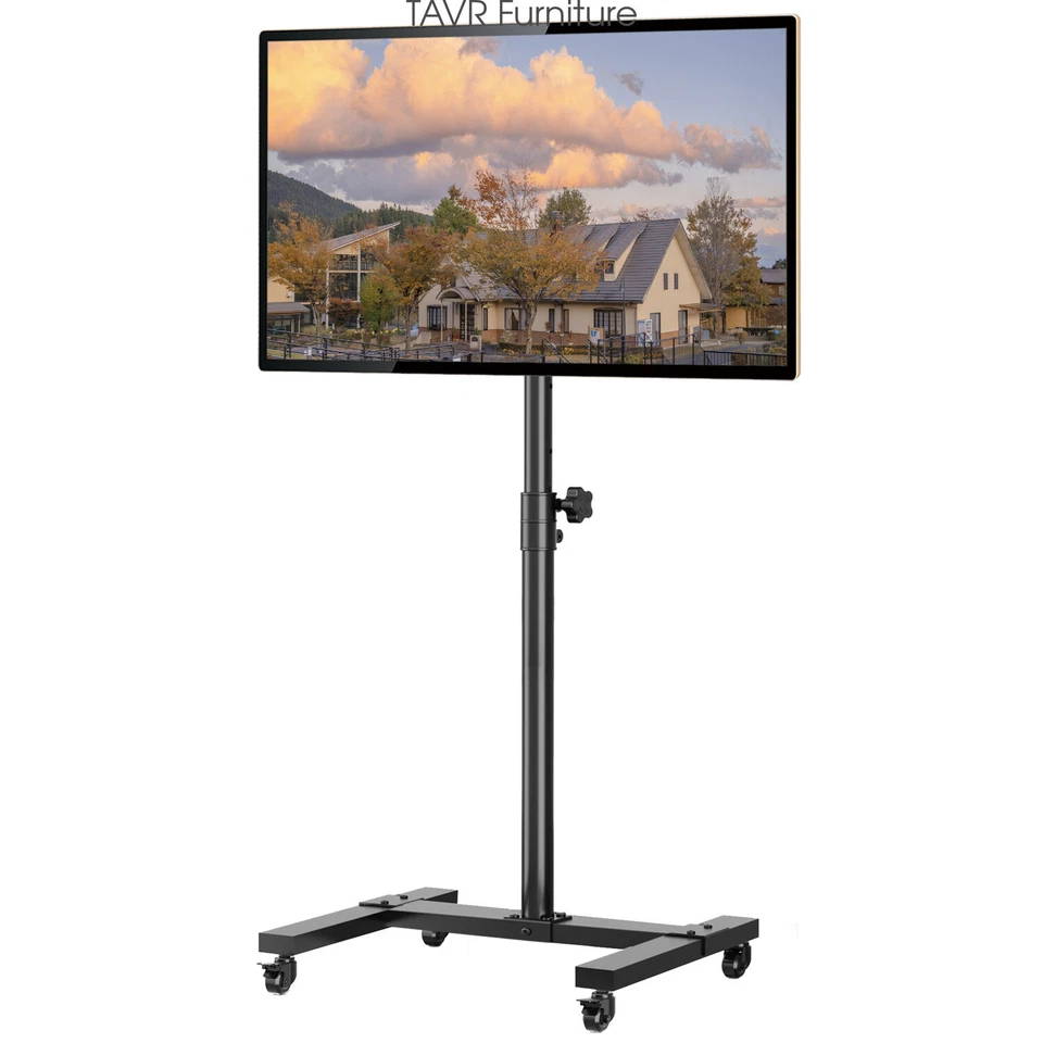 TAVR Mobile Tilt TV Cart Rotatable TV Stand with Wheels for 13-50 inch TVs