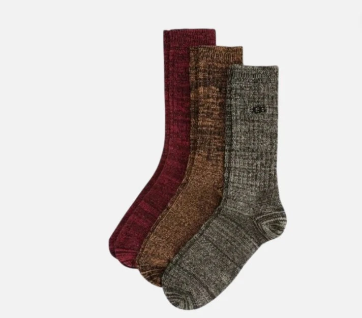 UGG Men's Socks - Red/Yellow/Green - Large - 3 Pairs