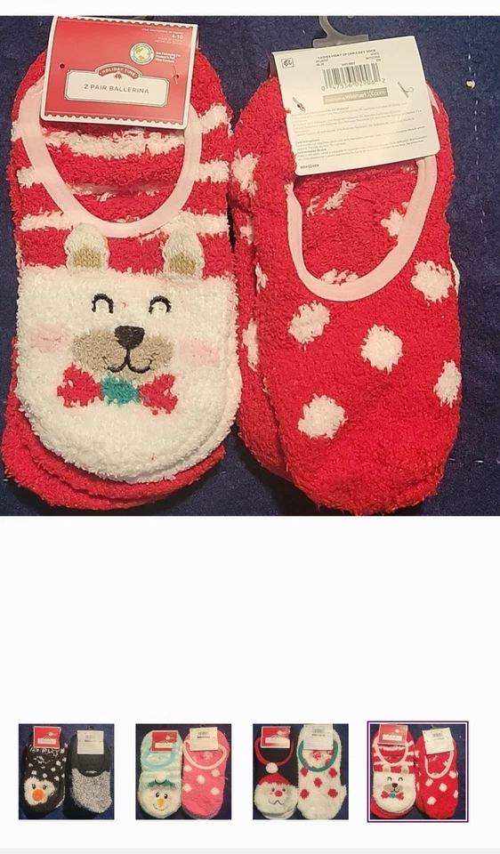 Navidad 5 Pks 2 Pares Por Pk Calcetines Bailarina Talla 4-10 Foto 4 de 4