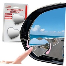Heart Shaped Blind Spot Mirrors for Car 2 Pack - HD Glass Heart Shaped- Silver