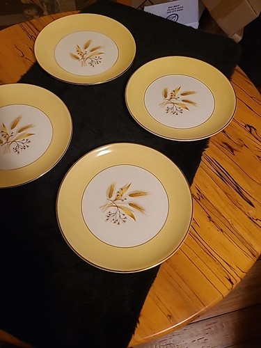 Vintage Century Service Autumn Gold Set of 4 7 1/4" Salad / Dessert Plates 1950s - Picture 2 of 9