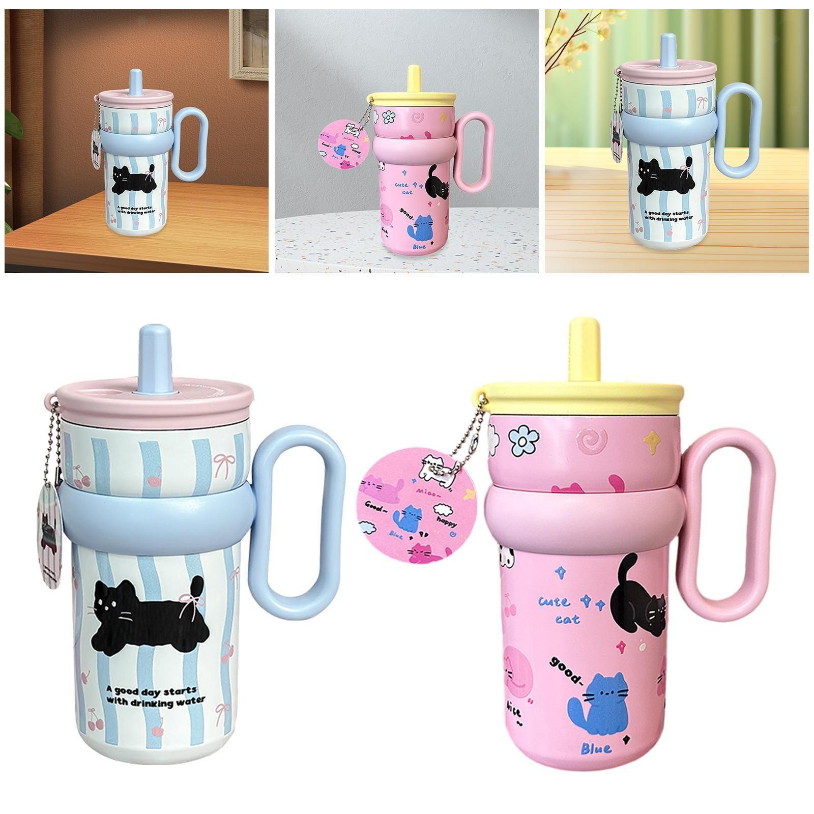 Stainless Steel Insulated Tumbler with Straw 540ml for Sports Travel Walking