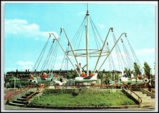 Katowice Chorzów Poland Amusement Park Plane Ride Vintage Chrome Postcar... К048