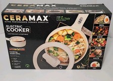 Ceramax Olla Caliente Eléctrica 1.6qt Sartén Cerámica Antiadherente Sartén Mini Cocina con Tapa